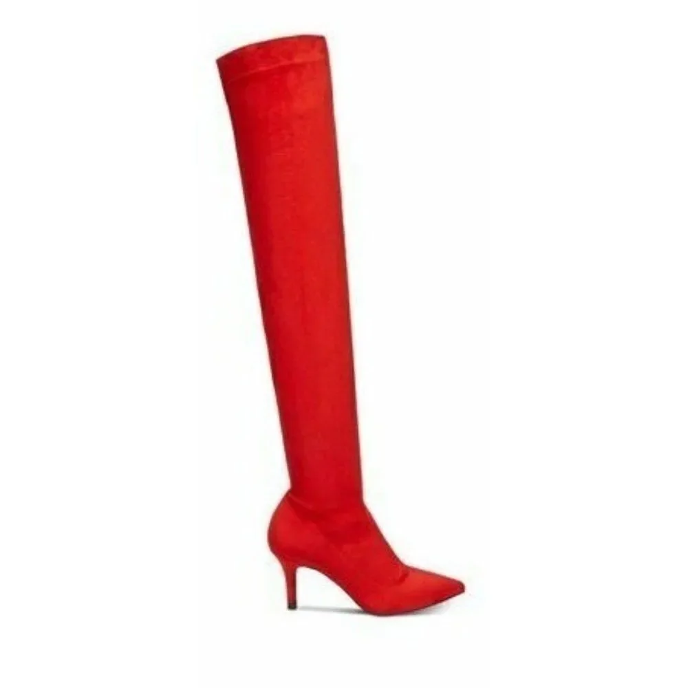 129.00 INC International Concepts Briella Sock Over-The-Knee Boot, Red L…